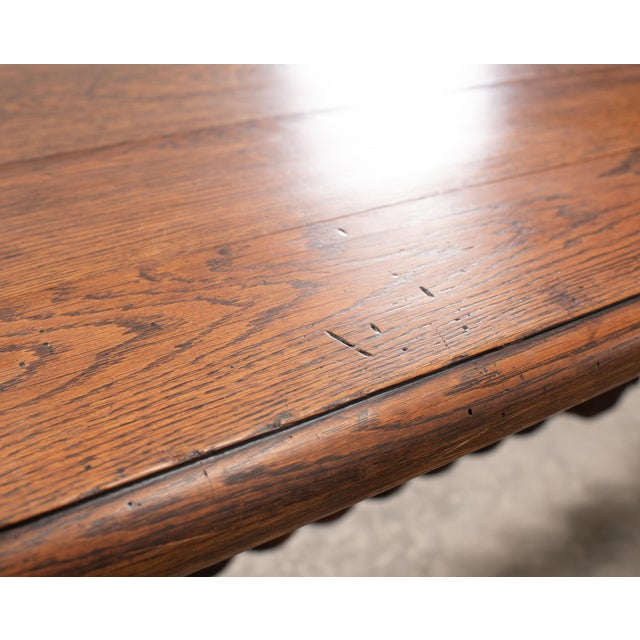 19th C. French Louis XVIII Style Oak Barley Twist Dining Table 7 Ft For Sale - Image 13 of 18