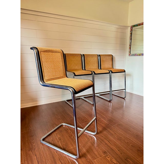 A Rare Set of Four Cesca Bar Stools in Cane and Chrome, Circa 1970s. Attributed to Marcel Breuer for Knoll For Sale - Image 12 of 12