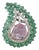 Set in 18k White Gold, Emeralds, Ceylon Pink Sapphire & Diamonds Cocktail Ring, Us 6.5 For Sale