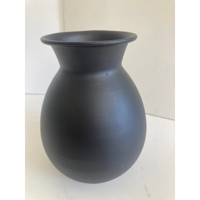 Mid Century Black Matte Glazed Porcelain Vase handcrafted in super thin and delicate porcelain. Beautiful matte finish...
