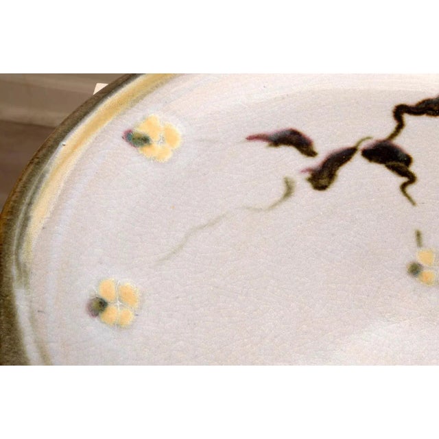 White Tony Evans Large Light Blue with Floral Design Ceramic Platter Signed For Sale - Image 8 of 11