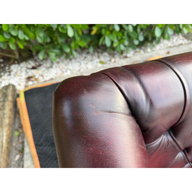 Oxblood Red Vintage Chesterfield Club Chairs in Oxblood Leather For Sale - Image 8 of 18