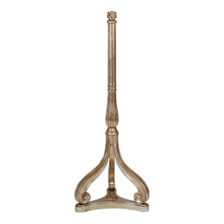 Nancy Corzine Silver Leaf Carved Wood Floor Lamp, Adjustable Height For Sale