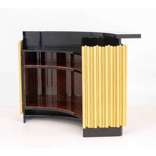 Art Deco Style Black Lacquered & Brass Bar Cabinet For Sale In New York - Image 6 of 10