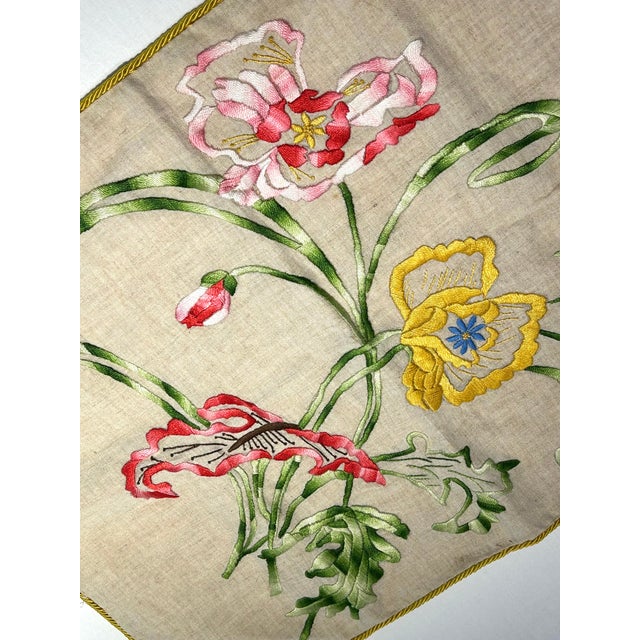 Mid 20th Century Vintage Embroidery Pillow For Sale - Image 5 of 6