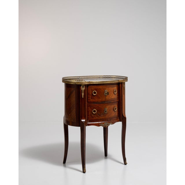 19th Century France Rich Mahogany Petite Marble-Top Side Table For Sale - Image 9 of 11