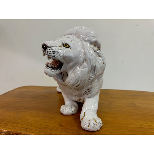 Vintage Italian Glazed Ceramic Lion, 1970s For Sale - Image 11 of 11