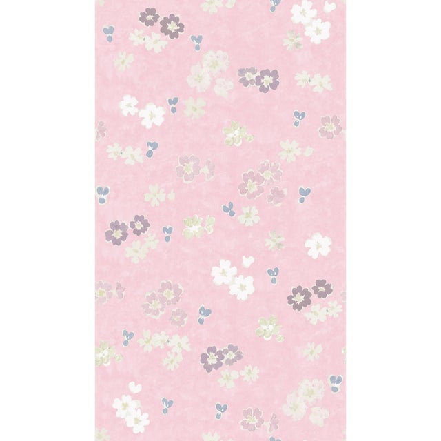 Sample - Large Scale, Flower Field Wallpaper by Paule Marrot in Pinks For Sale