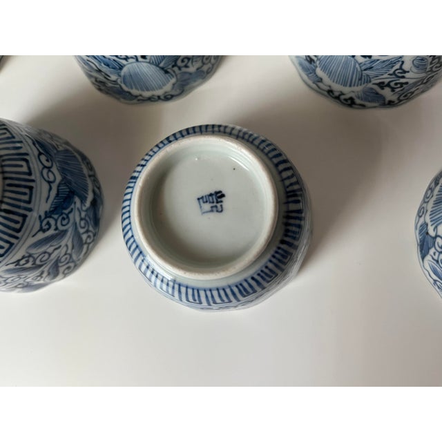 Antique Japanese Blue and White Teacups - Set/Collection of 12 - For Sale - Image 17 of 18
