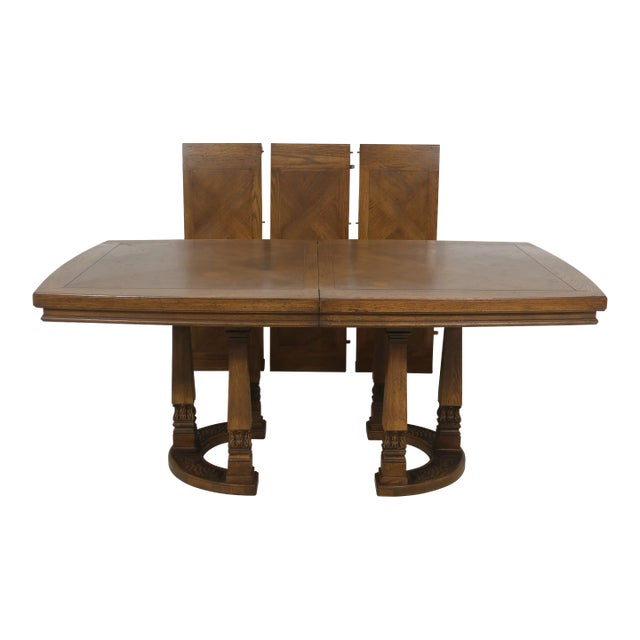Rom Weber Oak Dining Room Table W. 3 Leaves For Sale
