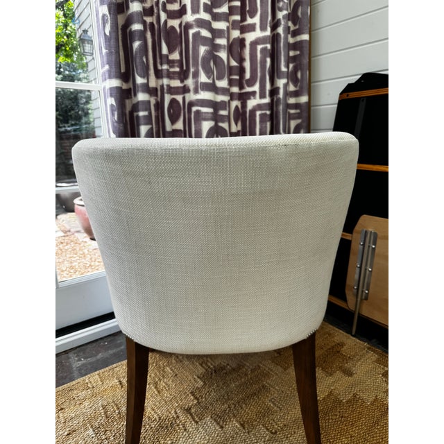 Pair of Bright Chair Maria Arm Chairs in Jane Churchill Darwin Cream With Natural Walnut Legs For Sale - Image 14 of 15