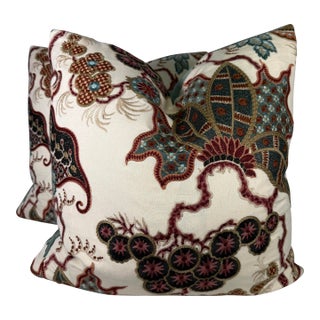 Clarence House "Palazinna Cinese" in Bordeaux 22" Pillows-a Pair For Sale