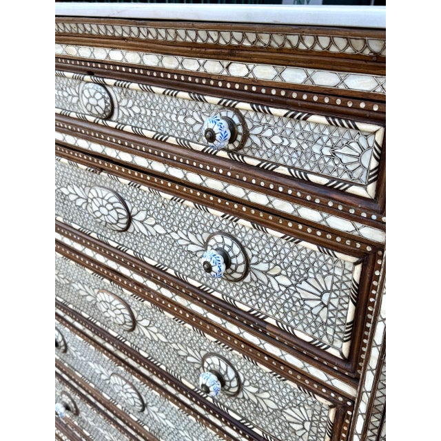 Wood Mid 19th Century Mother of Pearl Inlaid Dresser With Marble Top For Sale - Image 7 of 7