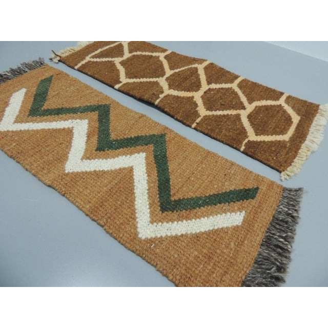 Vintage Petite Woven Rug Samples (These are small, please review images) In shades of tan, black and natural. Size: 8"H x...
