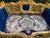 Late 20thC French Louis XVI Blue Velvet Antique Gold Beech Settee For Sale - Image 13 of 14