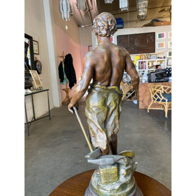 1900 - 1909 French "Le Travail" Hammership Spelter Sculpture by Francois Moreau, Circa 1900 For Sale - Image 5 of 12