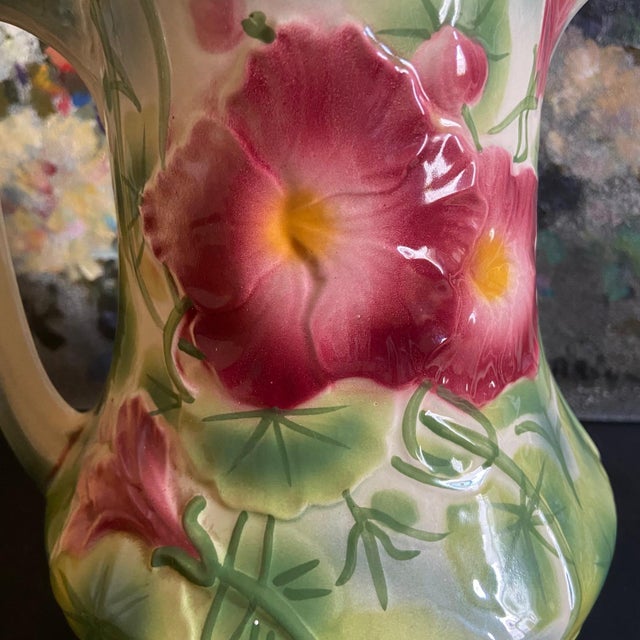 Majolica Ceramic Glazed Flower Pitcher from Saint Clément, 1960 For Sale - Image 4 of 9