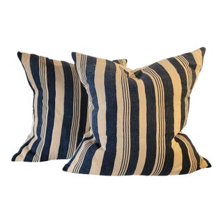 Pair of Striped Linen Pillows For Sale