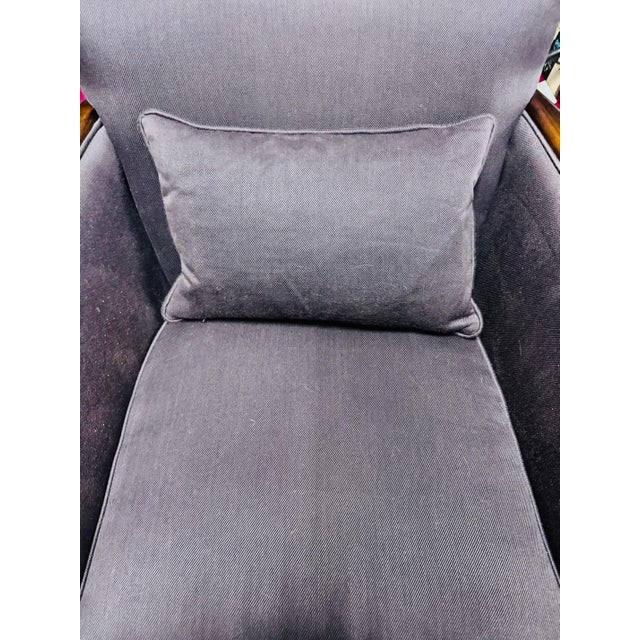 Contemporary Late 20th Century Kravet Furniture Handmade Contemporary Armchair With Walnut Frame and Rich Purple Upholstery For Sale - Image 3 of 5