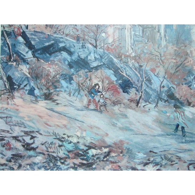Wood 1970s Kamil Kubik Fall in Central Park Impressionist Signed Lithograph For Sale - Image 7 of 13
