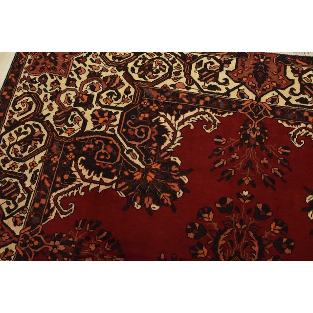 Textile Baloch Rug 7’5” X 11’3” Red Wool Vintage Traditional Hand-Knotted Carpet For Sale - Image 7 of 14