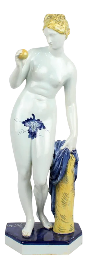 Large 19th Century Samsom et Cie Faience Figurine of Venus and the Golden Apple