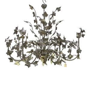 Contemporary Silver + Argilla Metal Wrought Iron Florentine Art Chandelier, Made in Italy