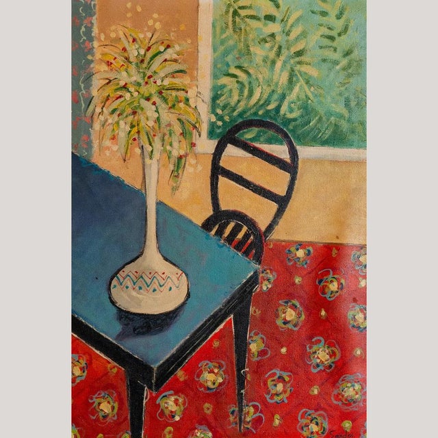 Vase and Chair, 1950s, Oil on Canvas For Sale - Image 3 of 8