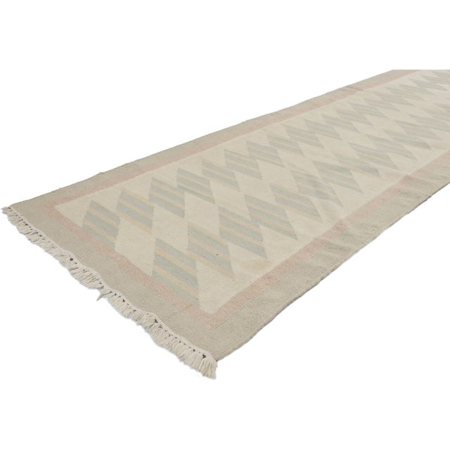 78055 Vintage Persian Shiraz Kilim Rug, 02'05 x 09'08. The Desert Mirage: A Vintage Persian Shiraz Kilim Masterpiece of...