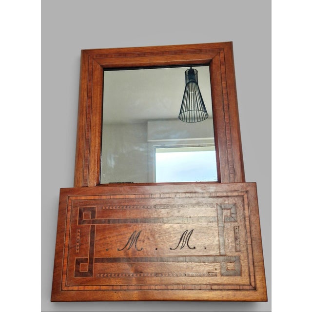 Antique Inlaid Wall Mirror with Case, 1890s For Sale - Image 6 of 18