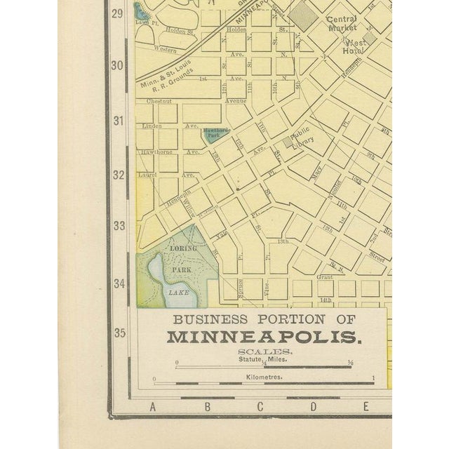 Black Antique Map of St. Paul and Minneapolis The Twin Cities by Ran McNally, 1899 For Sale - Image 8 of 12