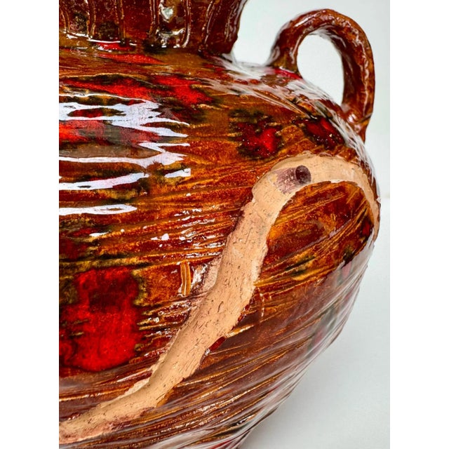 Ceramic Vintage Studio Pottery Amphora Vase, Red Lava Glaze, Signed Sl For Sale - Image 7 of 13