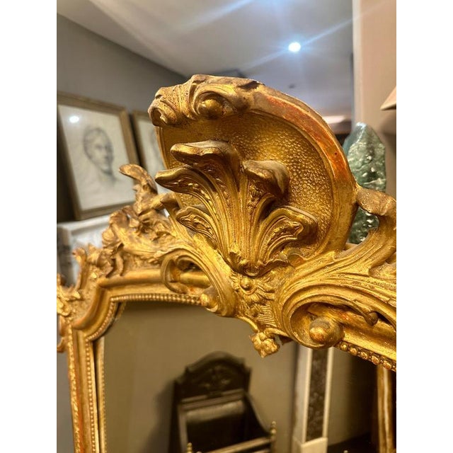 Large Antique French Gold Gilt Over Mantle Mirror, 1840 For Sale - Image 11 of 15