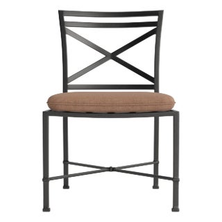Brown Jordan Venetian Side Chair, Textured Pewter frame with Fusion Clay fabric For Sale