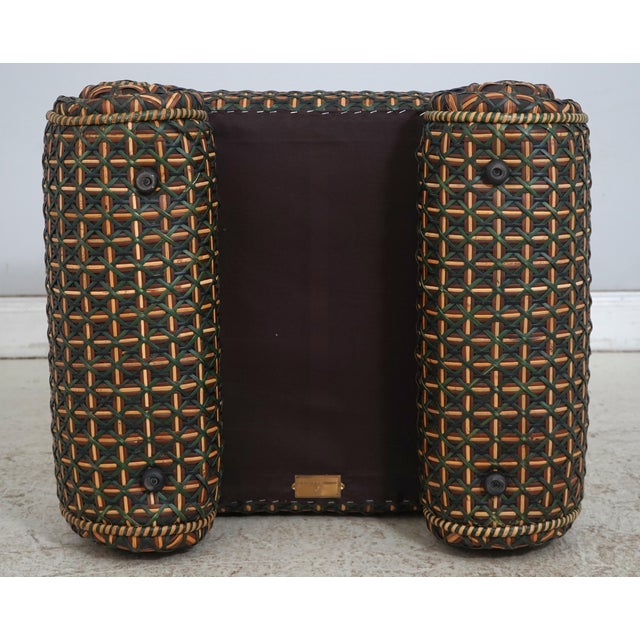 Mackenzie Childs Scrolled Base Woven Wicker Stool For Sale - Image 10 of 11