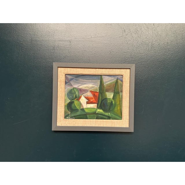 Chabaneix, Cubist Landscape, 1970s, Oil on Panel, Framed For Sale - Image 13 of 13