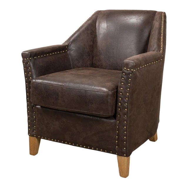 Eclectic Modern Leather Armchair For Sale