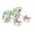 2.60 Carat Emerald Cut Emerald and Diamond Halo 18k Two Tone Gold Stud Earrings, Pair For Sale In Miami - Image 6 of 9
