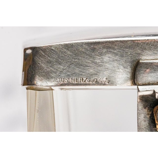Lovely Antique German Art Deco Crystal Jewelry Box Julius Herz 800 Silver Dressing Table Box For Sale - Image 10 of 13