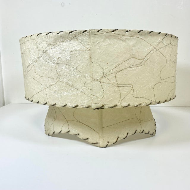 Plastic 1940s Vintage Boho Chic Arts & Crafts 2 Tier Scalloped Edge Fiberglass Lamp Shade For Sale - Image 7 of 9