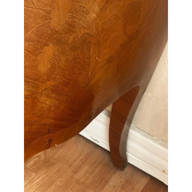 Louis XV Style Marquetry Bombé Commode with Marble Top, 1800s For Sale - Image 16 of 18