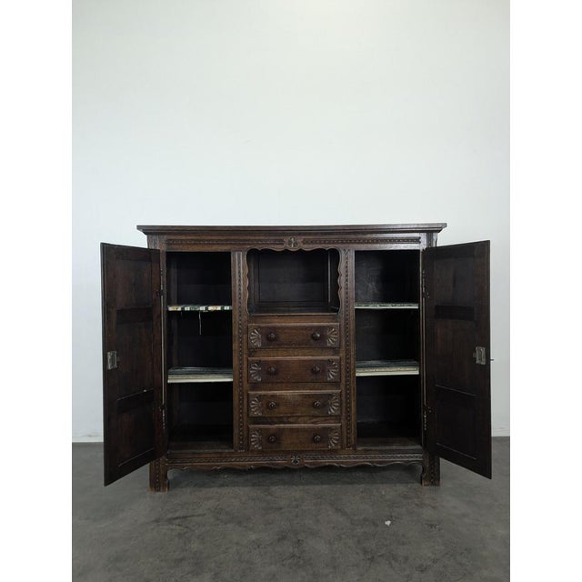 Wood Tall Oak Buffet in the style of Dudouyt For Sale - Image 7 of 9