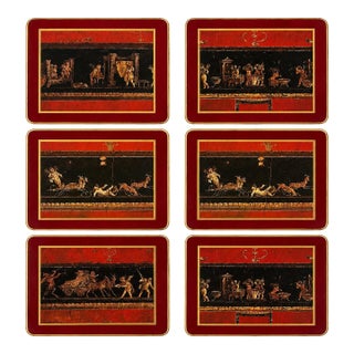 Vintage Set 6 Asprey London Lady Clare Neoclassical Wood Bar Coasters For Sale