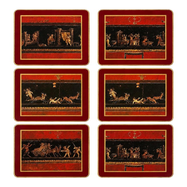 Vintage Set 6 Asprey London Lady Clare Neoclassical Wood Bar Coasters For Sale