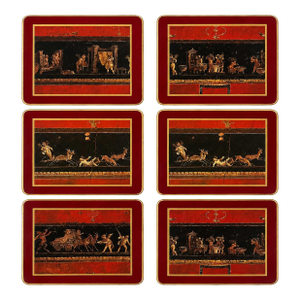Vintage Set 6 Asprey London Lady Clare Neoclassical Wood Bar Coasters