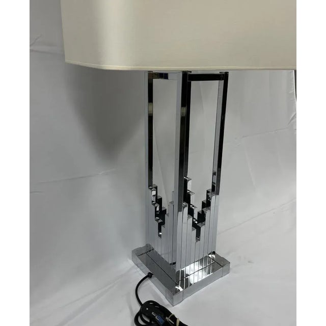 Italian Table Lamp in Chromed Steel, 1970s For Sale - Image 3 of 8