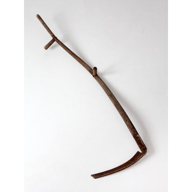 Farmhouse Antique Wood and Iron Farm Scythe For Sale - Image 3 of 11