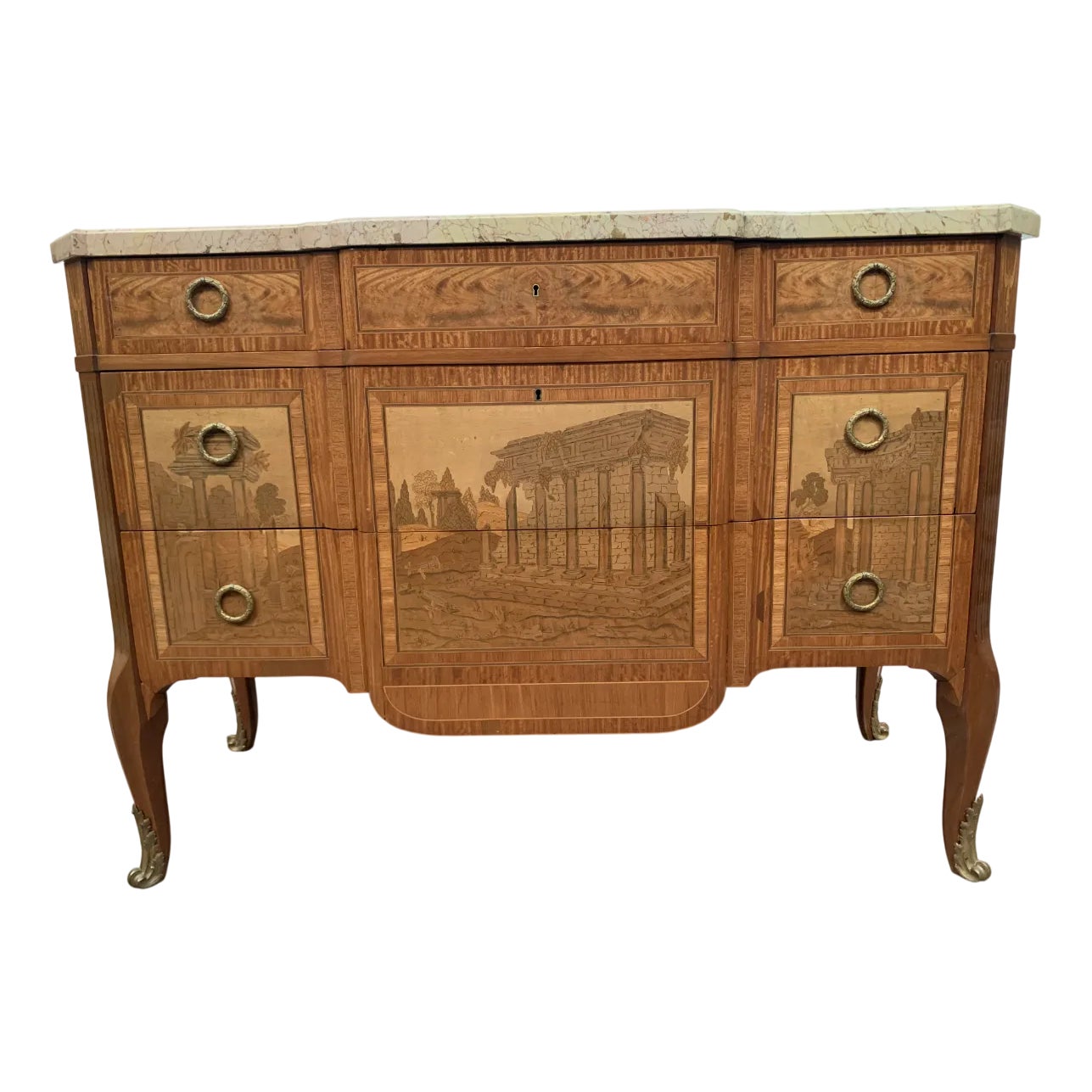 20th Century Chest of Drawers with Central Projection in Amaranth and ...