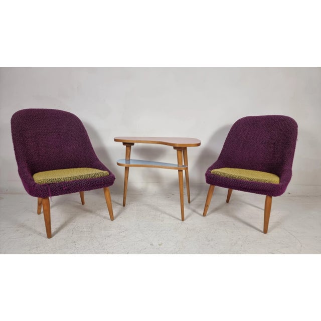 Wood Vintage Chairs and Table, 1960s, Set of 3 For Sale - Image 7 of 10