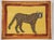 Expressionist painting of a leopard or cheetah in Old Master colors of gold, raw umber, sienna, brick red, tan, burnt...